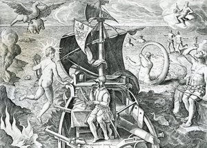 Alegoría sobre los viajes de Fernando de Magallanes (1480-1521), por Theodor de Bry (1528-1598), siglo XVI